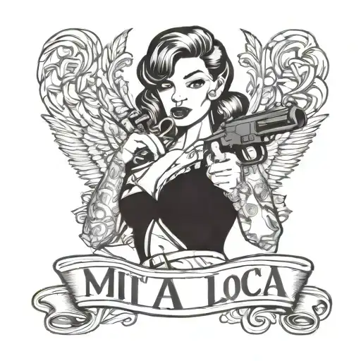 Pin Up Girl Holding Gun With The Saying Mi Vita Loca