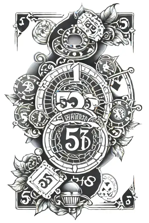 Casino Themed Tattoo With Card Using The Numbers 5 9 5