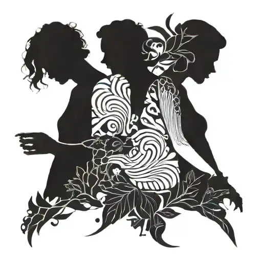 Silhouette Of Two Friends