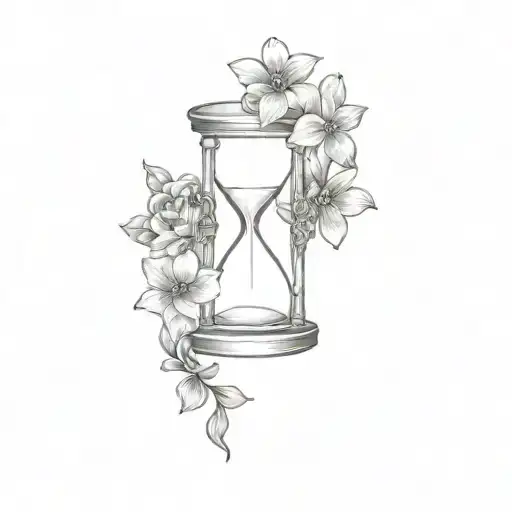 An Hourglass With Flowers That Says Time Heals All Wounds