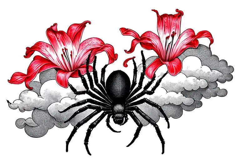 Clouds With Written Us In The Middle In Red Spider Lily