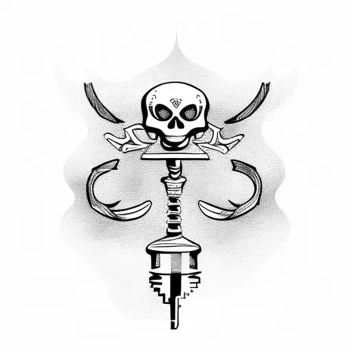 Crossed Skeleton Keys With Torch In Middle