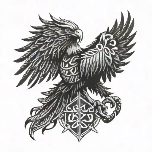Polish Eagle With Viking Runes Around
