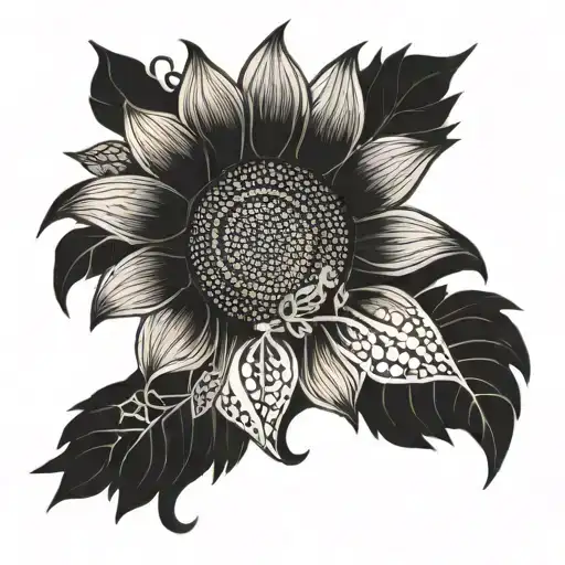 A Semi Colon Incorporated Into A Sunflower Design