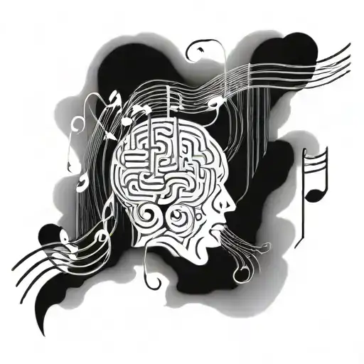 An Abstract Design Incorporating Musical Notes And Brain Waves