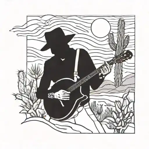 Desert Scene Trumpet Player With Cactus And Picasso Style