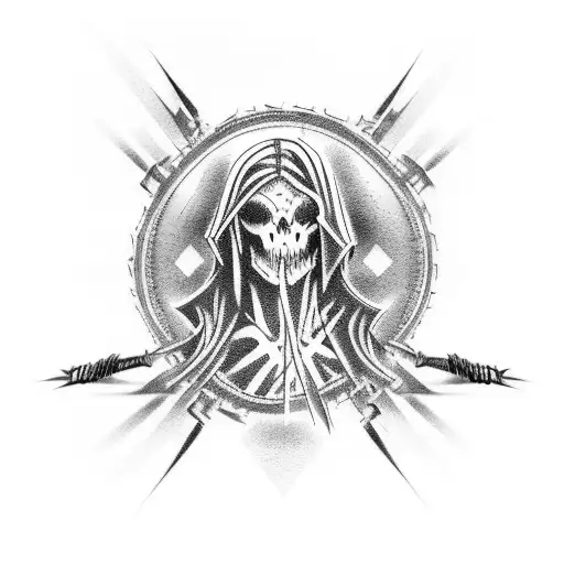 Barbed Wire Around Arm With Gothic Stuff On Barbed Wire