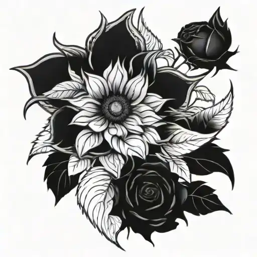 1 Huge Sunflower And A Dozen Small Roses