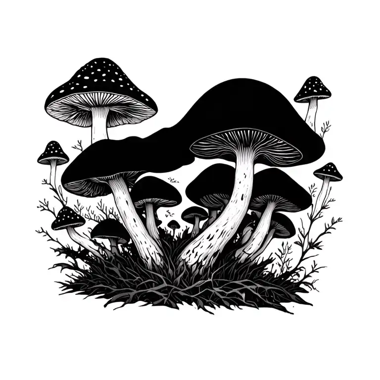 Forest Full Of Hallucinogenic Fungi