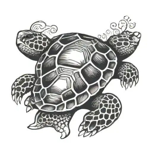 Turtle With 5 Cat Paw Prints Trailing It