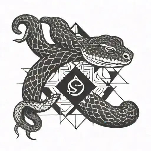 Snake With A Geo Symmetrical Shapes Background
