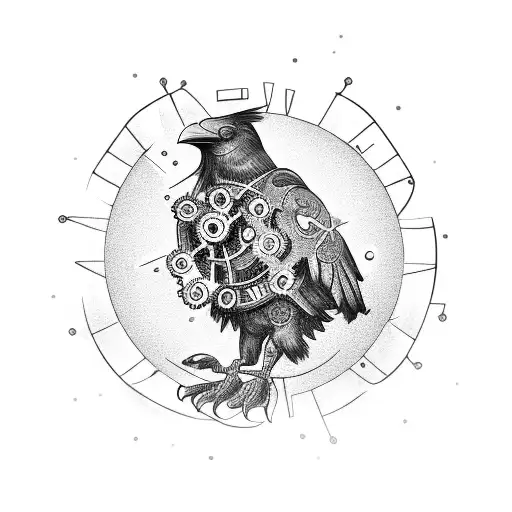 A Mechanical Raven With Intricate Gears And Cogs