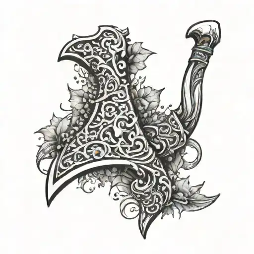 Viking Battle Axe Thats Being Held By Branchs Overgrown By Nature