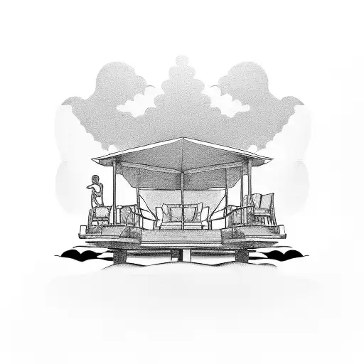 A Serene Beach Horizon With A Lifeguard Chair