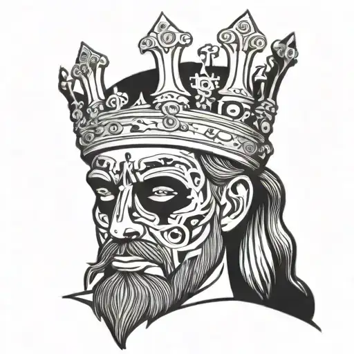 Medieval King With A Crown Made Of Bitcoin Symbols