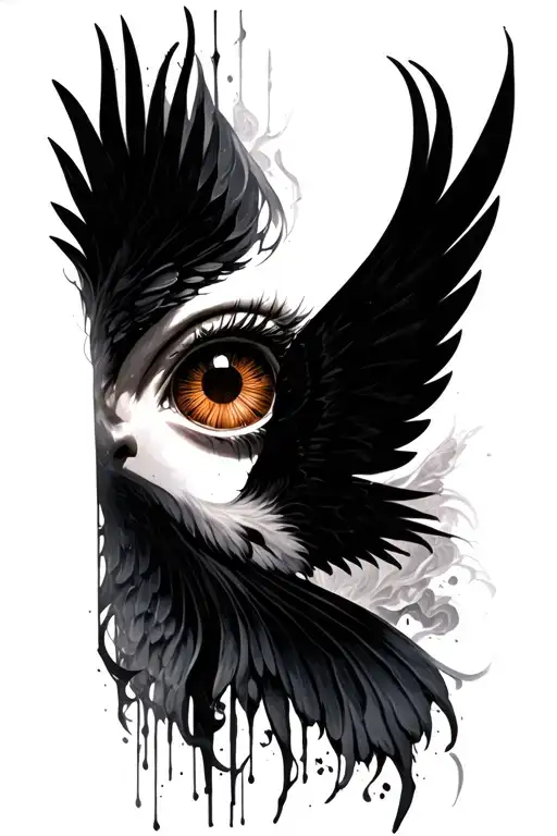 A Brown Eye And Behind Wings