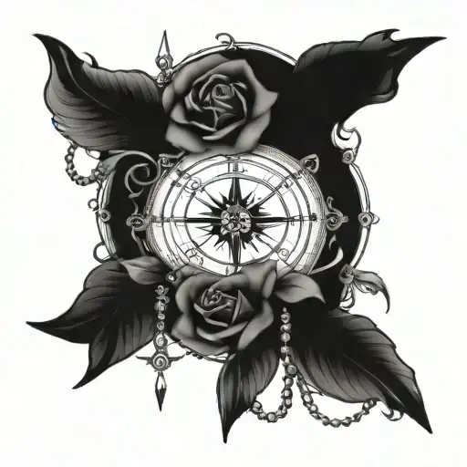 Compass And Rosary And Roses