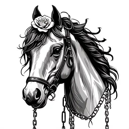 Make A Horse Head With A Rose On Top And Chains On Down Side