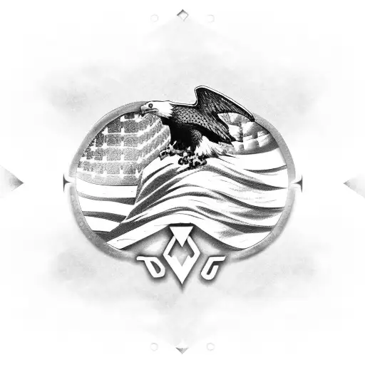 Eagle With American Flag And Irish Flag