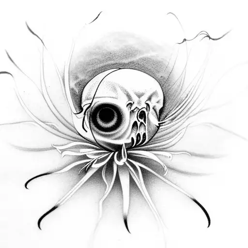 Spider Lily Coming Out Of Skull Eye