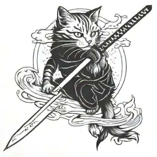 Gato Com Uma Katana