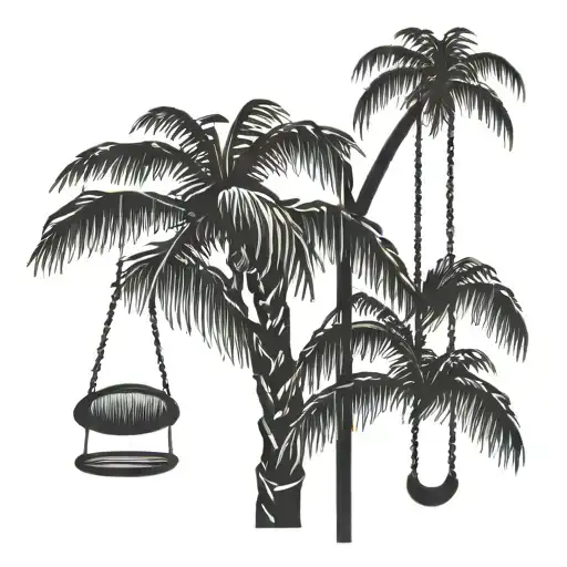 Canary Palm Tree With 3 Swings In It