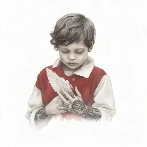 Angel In The Shape Of This Child With His Tattoos On His Arms And Hands