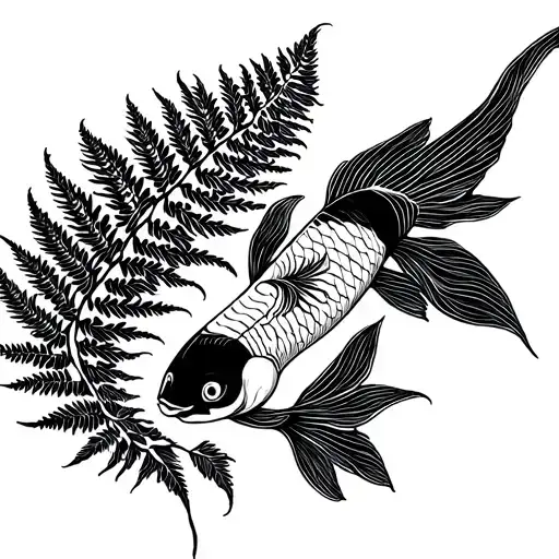 Fern With Koi Fish