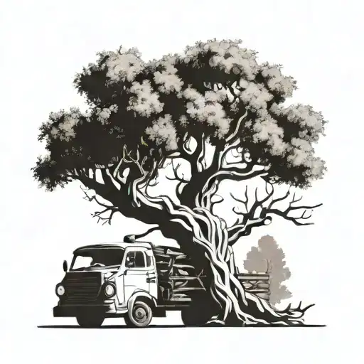 A Cigar Smoking Old Olive Tree With Intricate Truck Details Intertwined In The Branches