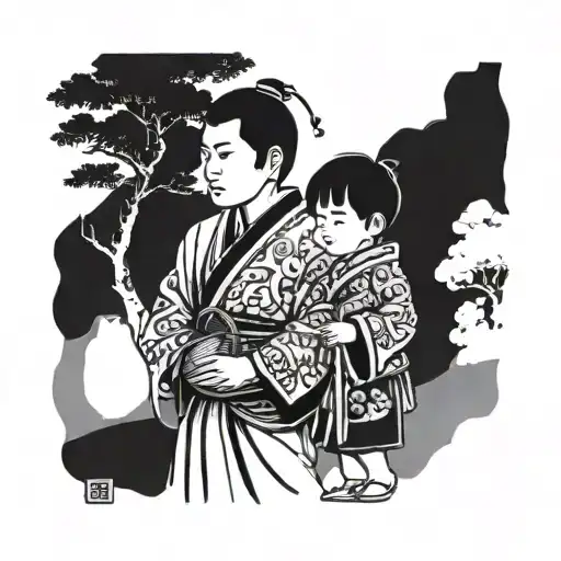 Patrons Chinese With Japanese Boy Wearing Chinese Clothes