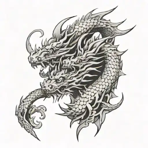 Three Head Dragon In 2D View Around The Arm