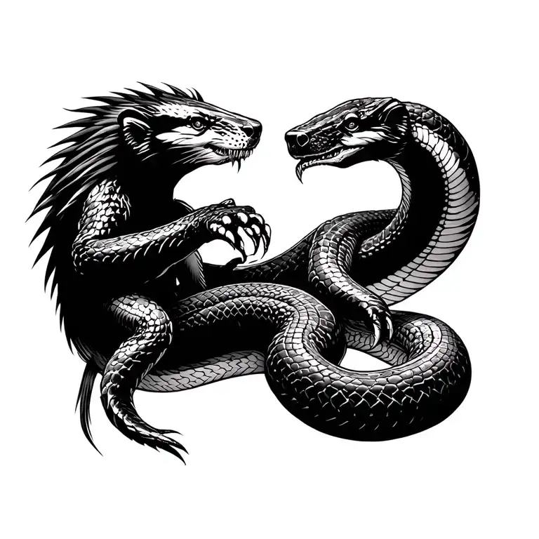 Honey Badger Fighting A King Cobra