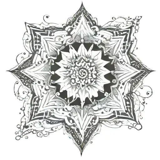 An Intricate Mandala Design Incorporating Elements Of The Ocean And Crystals