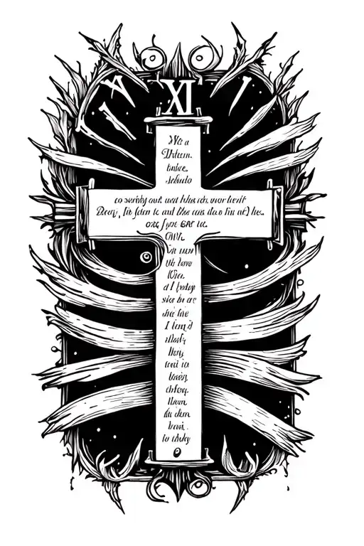 Cross With A Bible Verse And Roman Numerals