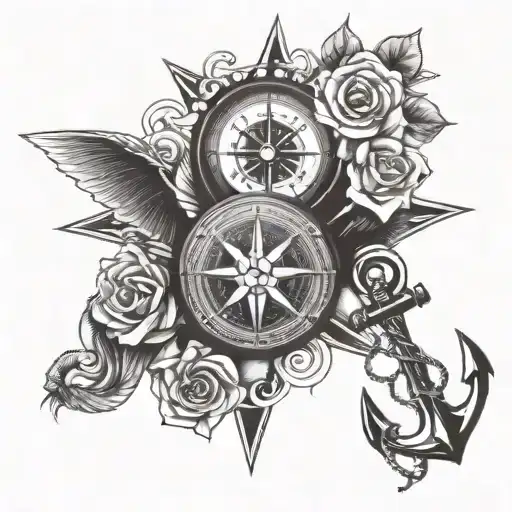 Compass And Rose Anchor And Music