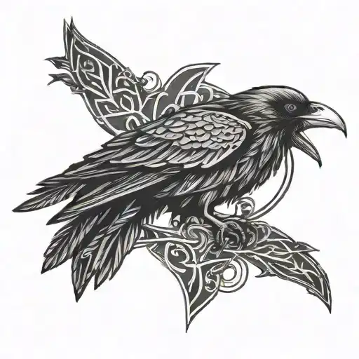 Raven Head Viking Runes