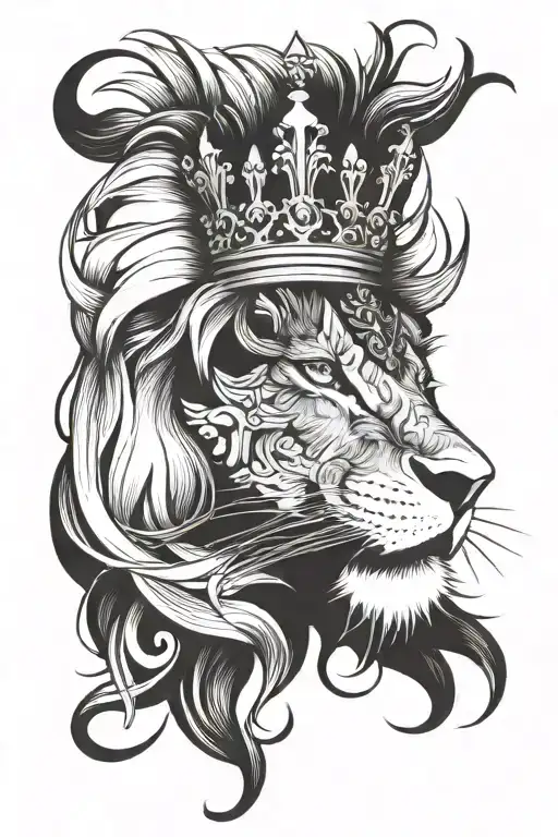 Lion With Crown And White Cross In The Eye