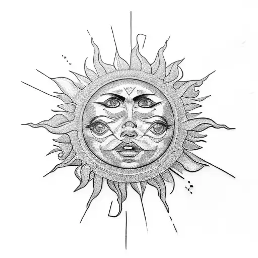 Large Sun With Shading In Black