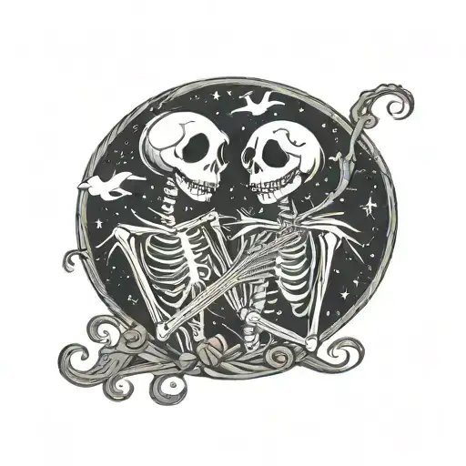 Nightmare Before Christmas Taro Card Design Featuring Jack Skeleton And Sally