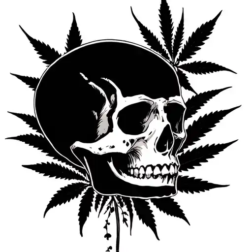 Skull And Weed Plant Growing