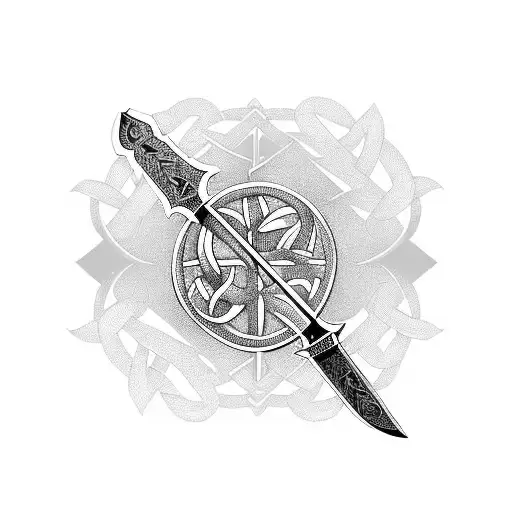 Sword Surrounded By Celtic Protection Sign