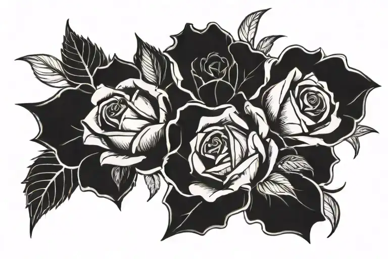 Cruzed Black Roses With Vii In The Middle