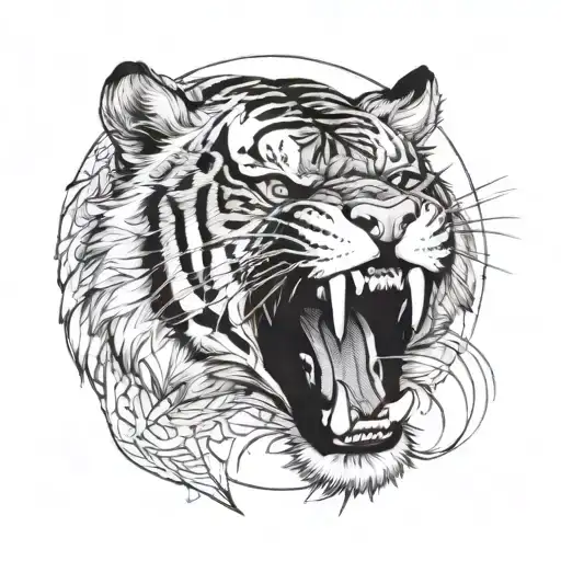 Incorporate A Roaring Tiger Into A Detailed Sleeve Design Inspired By Car Show Motifs