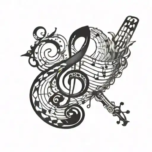 Incorporate A Music Note With Intricate Blackwork Details