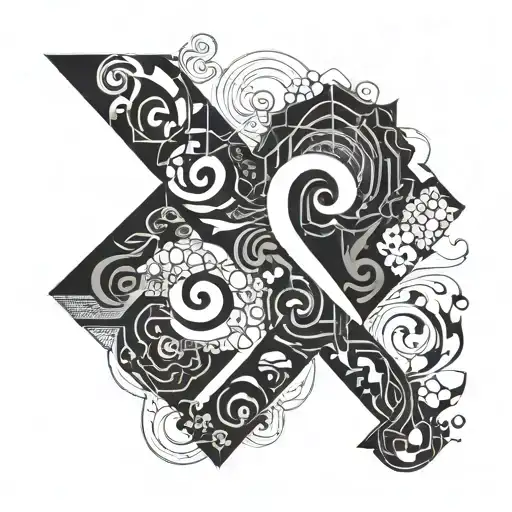 An Abstract Representation Of The Number 905 Incorporating Elements Of Blackwork Style