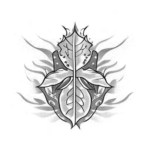 Plant Leave Black For Shoulder Sleave