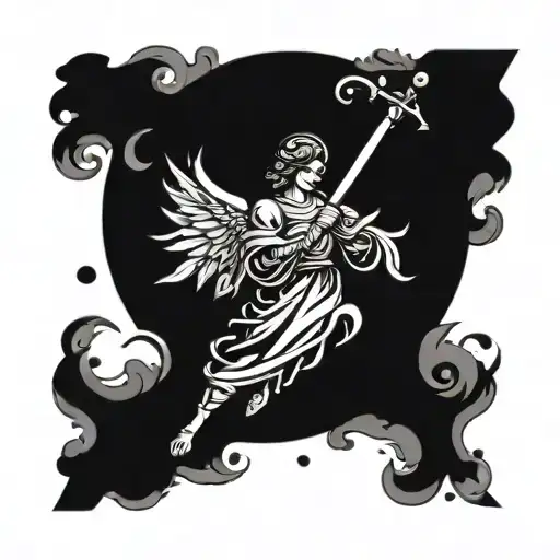 An Angel Throwing His Sword