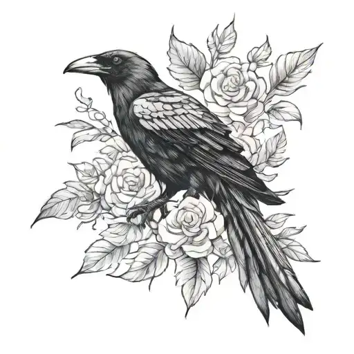 Crow And Raven Sleeve Tattoo Design