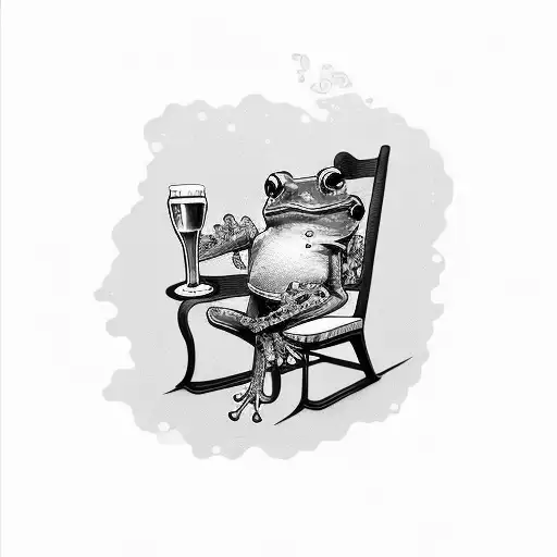 Frog Sitting In A Chair Drinking Beer