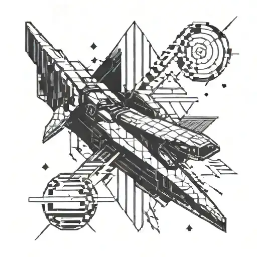 A Futuristic Spaceship Racing Through A Pixelated Galaxy